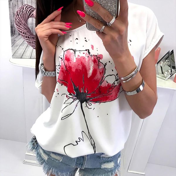 women casual floral print vrouwen shirt short sleeve loose shirt tee camisa de t das mulheres 2020 summer mujer, White
women casual floral print vrouwen shirt short sleeve loose shirt tee camisa de t das mulheres 2020 summer mujer, White