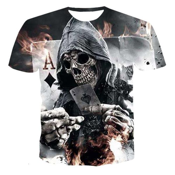 new summer fun men's 3d skull and poker fashion short-sleeved shirt street round neck neutral casual t-shirt, White;black
new summer fun men's 3d skull and poker fashion short-sleeved shirt street round neck neutral casual t-shirt, White;black