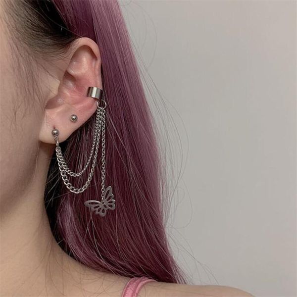 harajuku gothic stainless steel butterfly pendant multilayer chain earrings for women egirl punk halloween aesthetic jewelry, Silver
harajuku gothic stainless steel butterfly pendant multilayer chain earrings for women egirl punk halloween aesthetic jewelry, Silver