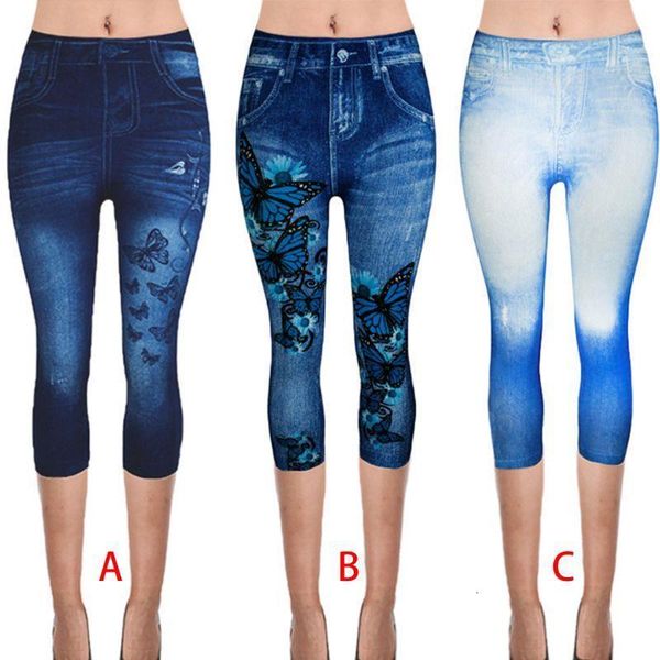 women plus size fake jeans capri pants retro wash color butterfly denim print leggings high waist cropped elastic xs-3xl, Black
women plus size fake jeans capri pants retro wash color butterfly denim print leggings high waist cropped elastic xs-3xl, Black