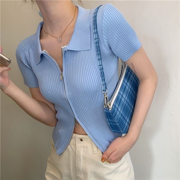 wq4tj blue zipper thin short-sleeved zipper zippertight knitwear women's summer korean double-headed slimming short cardigan style bm f, White;black
wq4tj blue zipper thin short-sleeved zipper zippertight knitwear women's summer korean double-headed slimming short cardigan style bm f, White;black