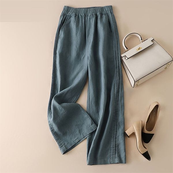 new arrival summer arts style women elastic waist loose ankle-length pants vintage cotton linen wide leg pants plus size m142 201228, Black;white
new arrival summer arts style women elastic waist loose ankle-length pants vintage cotton linen wide leg pants plus size m142 201228, Black;white