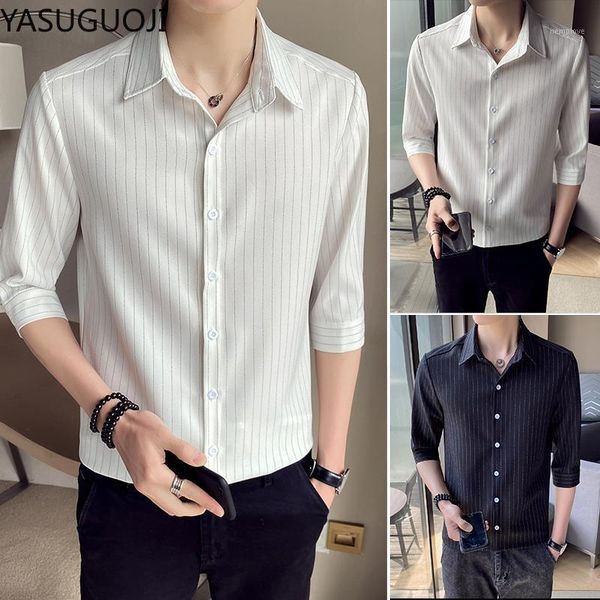yasuguoji mens business casual slim fit three quarter sleeve shirt classic striped male social dress shirts camisa masculina1, White;black
yasuguoji mens business casual slim fit three quarter sleeve shirt classic striped male social dress shirts camisa masculina1, White;black