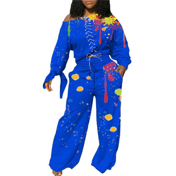 2020 women splash ink print tracksuit graffiti streetwear wide legs pants outfit long sleeve off shoulder t-shirt trousers suit d102806, White
2020 women splash ink print tracksuit graffiti streetwear wide legs pants outfit long sleeve off shoulder t-shirt trousers suit d102806, White