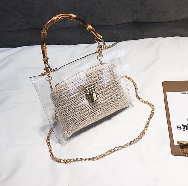 2pcs/ portable cross-body women's bag new transparent bamboo-section bag chain single-shoulder versatile girl woven bags
2pcs/ portable cross-body women's bag new transparent bamboo-section bag chain single-shoulder versatile girl woven bags