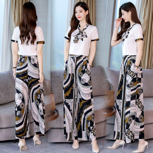 chiffon piece two pieces of clothing will see broad leg women's pantalon and haut femme agpo, White
chiffon piece two pieces of clothing will see broad leg women's pantalon and haut femme agpo, White