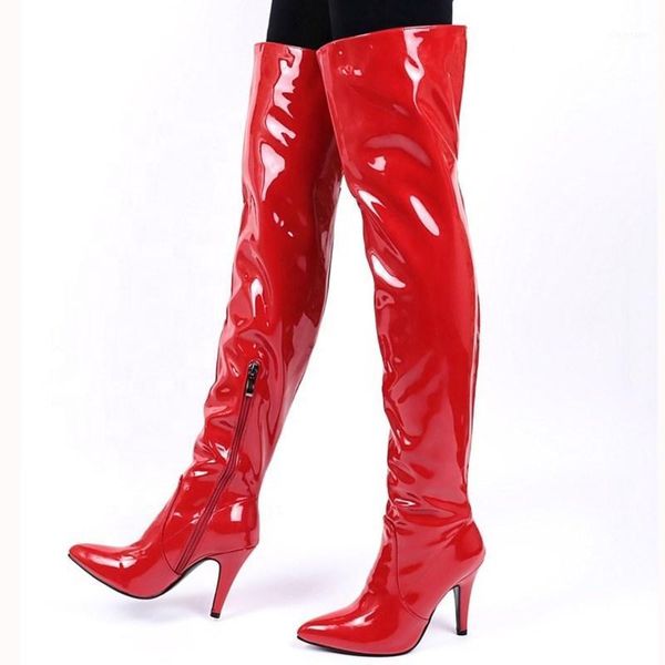 mirror patent leather upper women over knee high boots side half-zip thin heel thigh high booties for ladies big size 431, Black
mirror patent leather upper women over knee high boots side half-zip thin heel thigh high booties for ladies big size 431, Black