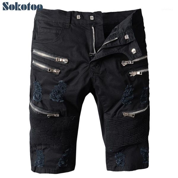 sokotoo men's summer black zippers holes ripped biker jeans knee length stretch denim shorts1, Blue
sokotoo men's summer black zippers holes ripped biker jeans knee length stretch denim shorts1, Blue