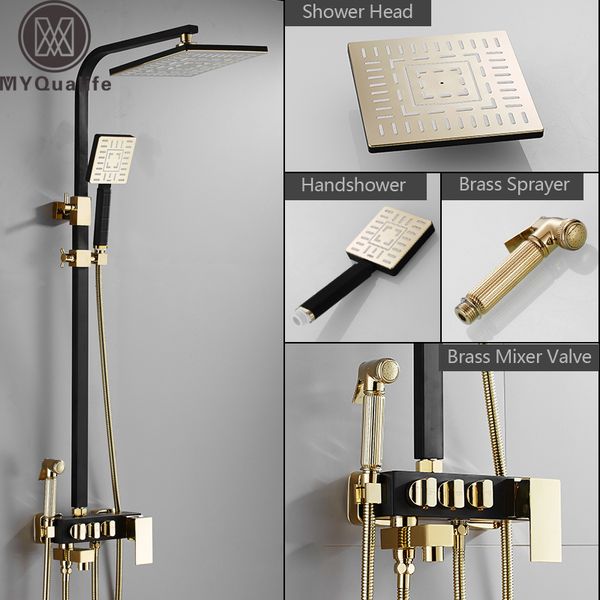 rainfall shower faucet golden black bathroom shower set with bidet sprayer mixer tap wall mount shower cold water tap 1011
rainfall shower faucet golden black bathroom shower set with bidet sprayer mixer tap wall mount shower cold water tap 1011