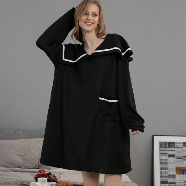 women's sleepwear women loose nightdress v-neck solid color long-sleeved fashion soft casual homewear nightwear mujer invierno, Black;red
women's sleepwear women loose nightdress v-neck solid color long-sleeved fashion soft casual homewear nightwear mujer invierno, Black;red