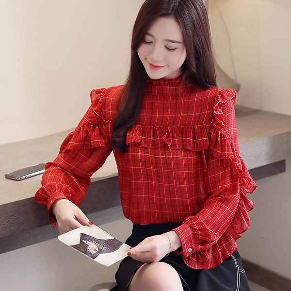 coigarsam full sleeve blouse women new plaid chiffon wave cut stand neck blusas womens and blouses 9306, White
coigarsam full sleeve blouse women new plaid chiffon wave cut stand neck blusas womens and blouses 9306, White