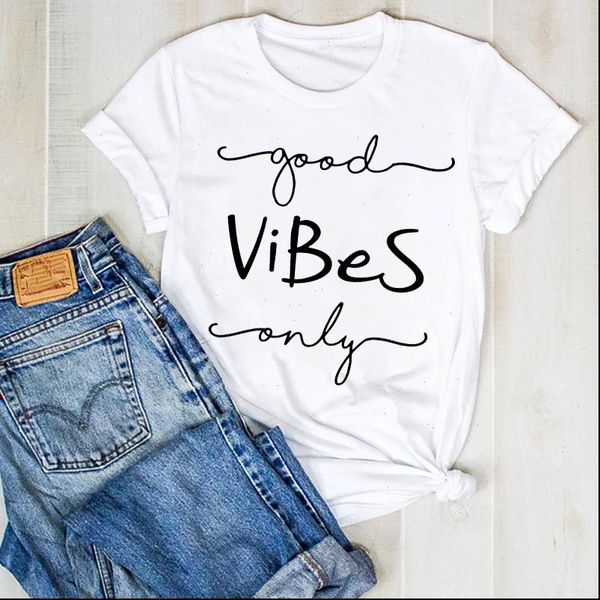 women lady letter printed good vibes print ladies fashion summer t tee womens female shirt clothes graphic t shirt, White
women lady letter printed good vibes print ladies fashion summer t tee womens female shirt clothes graphic t shirt, White