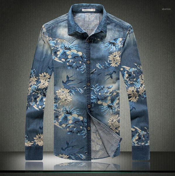 men's casual shirts spring autumn men denim thin shirt flower print slim long sleeve soft 100% cotton slight cowboy mne1, White;black
men's casual shirts spring autumn men denim thin shirt flower print slim long sleeve soft 100% cotton slight cowboy mne1, White;black