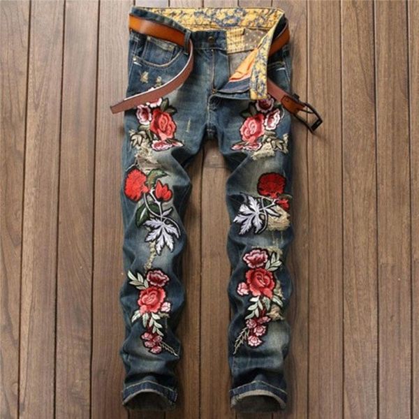 new spring autumn mens straight embroidered jeans hombre fashion rose tide denim pants classical retro casual long trousers, Blue
new spring autumn mens straight embroidered jeans hombre fashion rose tide denim pants classical retro casual long trousers, Blue