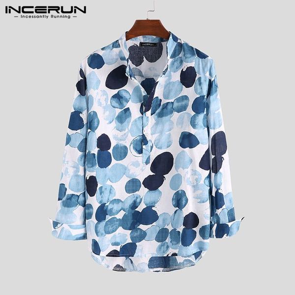 incerun men shirt polka dot print retro long sleeve vacation cotton linen casual blouse stand collar brand men henley shirt 2020, White;black
incerun men shirt polka dot print retro long sleeve vacation cotton linen casual blouse stand collar brand men henley shirt 2020, White;black