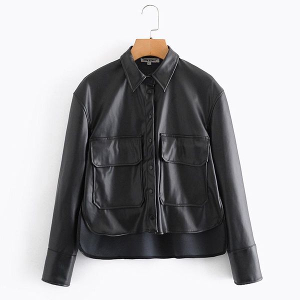 women's jackets women autumn pu pockets loose coats 2021 long sleeve black single breasted female fashion street jacket outerwear, Black;brown
women's jackets women autumn pu pockets loose coats 2021 long sleeve black single breasted female fashion street jacket outerwear, Black;brown