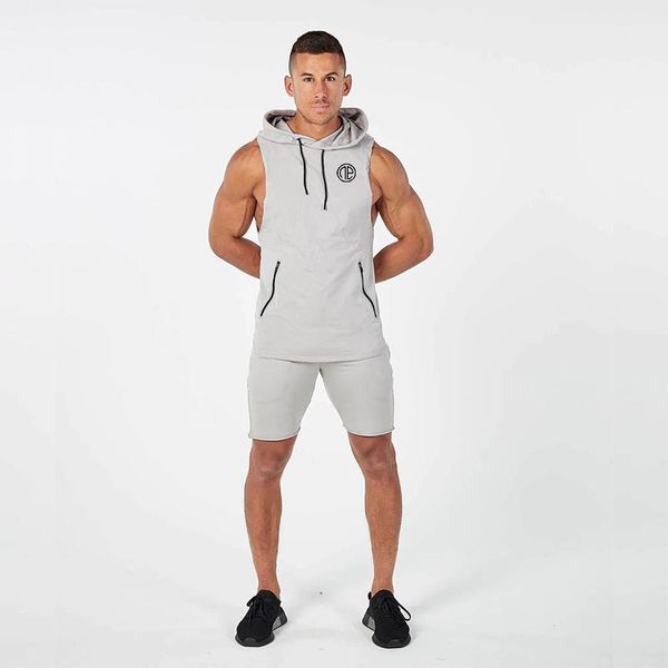 autumn suit men's muscle set two piece training fitness sleeveless hooded vest running shorts, Gray
autumn suit men's muscle set two piece training fitness sleeveless hooded vest running shorts, Gray
