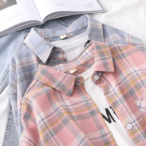 2021 new plaid shirts womens blouses long sleeve lady boyfriend style checked female clothes outwear student wear spring news 77zu, White
2021 new plaid shirts womens blouses long sleeve lady boyfriend style checked female clothes outwear student wear spring news 77zu, White