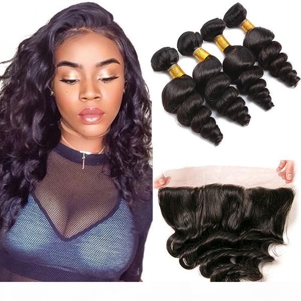 loose wave hair peruvian human hair lace frontal closure with 4 bundles ear to ear frontal hair weft bundles with 13x4 lace closu, Black;brown
loose wave hair peruvian human hair lace frontal closure with 4 bundles ear to ear frontal hair weft bundles with 13x4 lace closu, Black;brown
