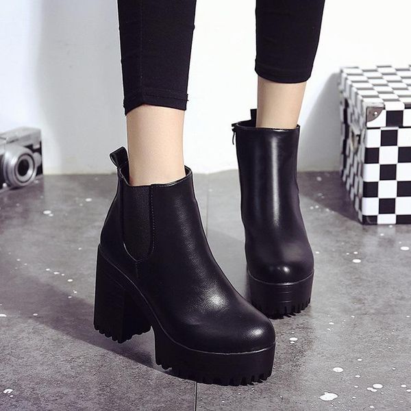2020 new women's short boots thick heel women's shoes waterproof platform plus velvet boots round toe martin, Black
2020 new women's short boots thick heel women's shoes waterproof platform plus velvet boots round toe martin, Black
