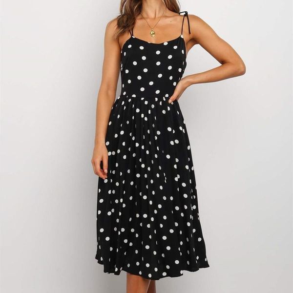 women backless polka dot dress ladies fashion sleeveless dress for party daily wear, Black;gray
women backless polka dot dress ladies fashion sleeveless dress for party daily wear, Black;gray
