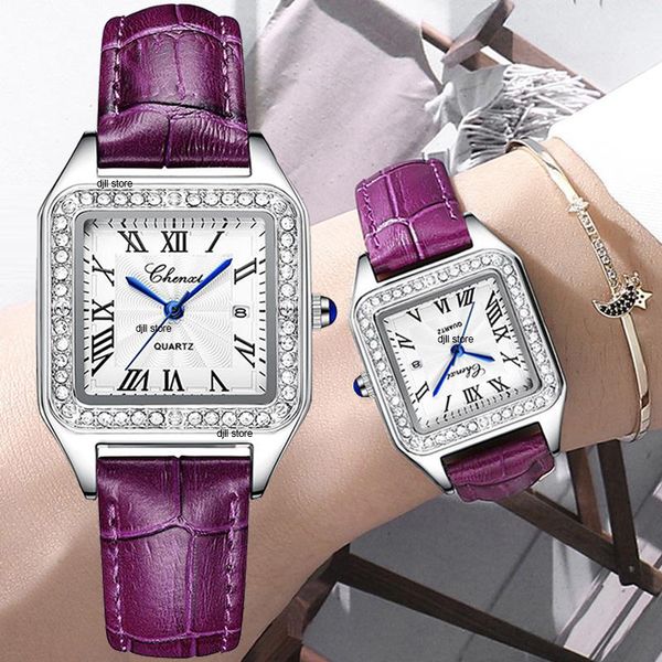 rectangle watch for women green purple leather strap female roman numeral dial wristwatch quartz clock rhinestone diamond womens watches new, Slivery;brown
rectangle watch for women green purple leather strap female roman numeral dial wristwatch quartz clock rhinestone diamond womens watches new, Slivery;brown