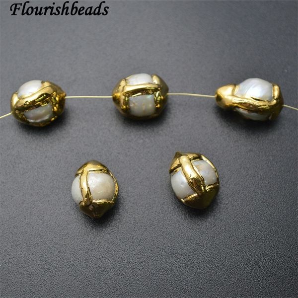 24k gold surrounded natural fresh water pearl potato spacer loose beads diy jewelry making supplies t200507, White
24k gold surrounded natural fresh water pearl potato spacer loose beads diy jewelry making supplies t200507, White
