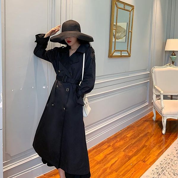 women double breasted long trench coat office ladies turn-down collar sashes overcoats autumn winter khaki female outwear 2020, Tan;black
women double breasted long trench coat office ladies turn-down collar sashes overcoats autumn winter khaki female outwear 2020, Tan;black