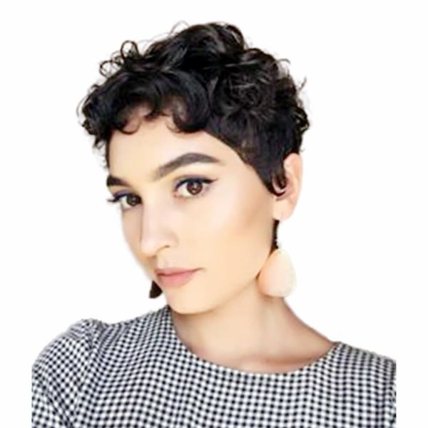 short human hair pixie cut wig with bangs brazilian natural curly full machine made wig for women 130% density remyhair, Black;brown
short human hair pixie cut wig with bangs brazilian natural curly full machine made wig for women 130% density remyhair, Black;brown