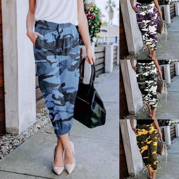 women leisure camouflage printed elastic waist trousers casual loose ankle-length pants, Black;white
women leisure camouflage printed elastic waist trousers casual loose ankle-length pants, Black;white