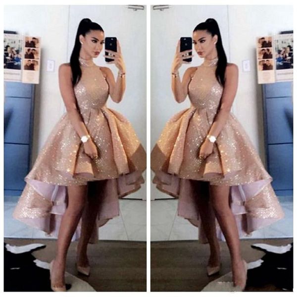 arabic new rose gold short prom dresses high neck sleeveless sequined lace ball gown high low formal evening dress wear party gowns, Black
arabic new rose gold short prom dresses high neck sleeveless sequined lace ball gown high low formal evening dress wear party gowns, Black