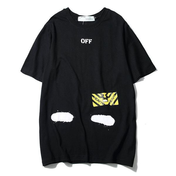 oblique stripe 19ss ow men women fashion couple lovers models cotton casual round neck short sleeve t-shirt, White;black 
oblique stripe 19ss ow men women fashion couple lovers models cotton casual round neck short sleeve t-shirt, White;black