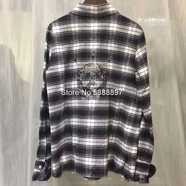 plaid ruffled shirt women long sleeve turn-down collar single breasted blouse with pockets, White
plaid ruffled shirt women long sleeve turn-down collar single breasted blouse with pockets, White