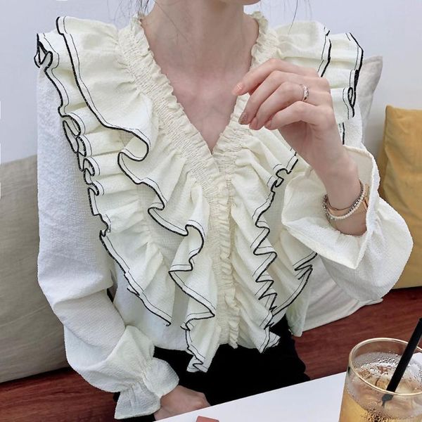 japan style korean fashion sweater simple thin elegant winter autumn sellers ruffle v-neck long sleeve, White;black
japan style korean fashion sweater simple thin elegant winter autumn sellers ruffle v-neck long sleeve, White;black