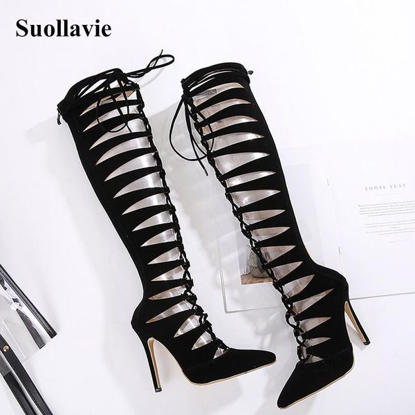 women boots 2020 lace-up boots women knee-high party shoes female fashion new cutout botines mujer size 35-42, Black
women boots 2020 lace-up boots women knee-high party shoes female fashion new cutout botines mujer size 35-42, Black