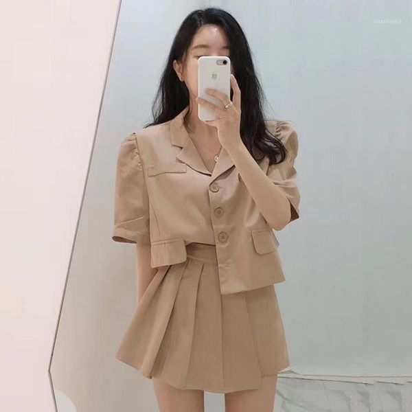 two piece set and skirt summer women short sleeve single breasted backless blouse and high waist mini pleated skirt1, White
two piece set and skirt summer women short sleeve single breasted backless blouse and high waist mini pleated skirt1, White