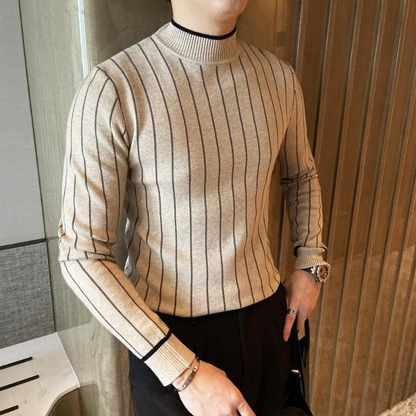 men's sweaters korean autumn winter turtleneck men knitted striped sweater casual thick warm slim fit pullovers pull homme black/khaki, White;black
men's sweaters korean autumn winter turtleneck men knitted striped sweater casual thick warm slim fit pullovers pull homme black/khaki, White;black