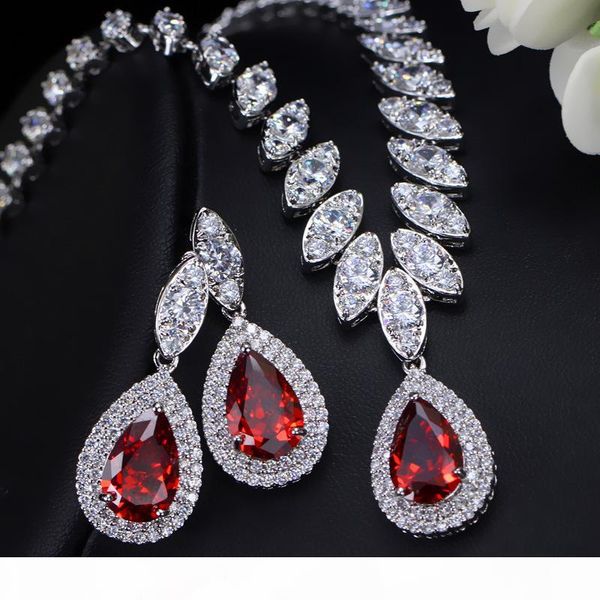 grade platinum plated brilliant ruby red cz diamond luxury engagement and wedding jewelry sets for brides, Slivery;golden
grade platinum plated brilliant ruby red cz diamond luxury engagement and wedding jewelry sets for brides, Slivery;golden