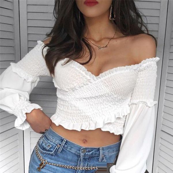 2020 off shoulder crop women high street long sleeve short autumn summer and blouses female shirts #f5, White
2020 off shoulder crop women high street long sleeve short autumn summer and blouses female shirts #f5, White