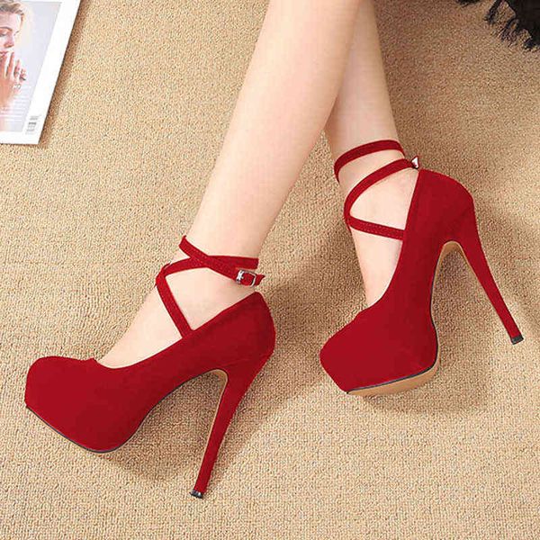 sandals fashion platform women pumps concise solid high heels 14cm wedding shoes women's buckle strap party shoes big size 220309, Black 
sandals fashion platform women pumps concise solid high heels 14cm wedding shoes women's buckle strap party shoes big size 220309, Black