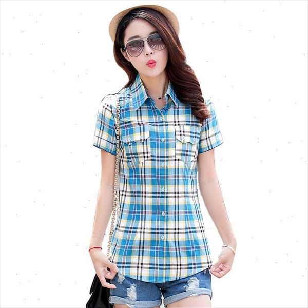 new fashion summer women shirt short plaid print blouses cotton girls college style dot patchwork female plus size, White
new fashion summer women shirt short plaid print blouses cotton girls college style dot patchwork female plus size, White