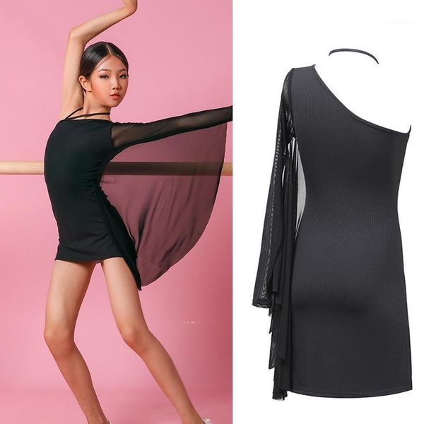 new children's latin dance dress oblique shoulder latin practice dress girls black mesh competition dresses dqs47251, Black;red
new children's latin dance dress oblique shoulder latin practice dress girls black mesh competition dresses dqs47251, Black;red