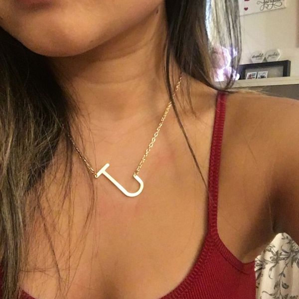 100pcs women fashion sideways personalized a-z letter name initial gold silver plated stainless steel necklace pendant for women gift, Red;brown
100pcs women fashion sideways personalized a-z letter name initial gold silver plated stainless steel necklace pendant for women gift, Red;brown