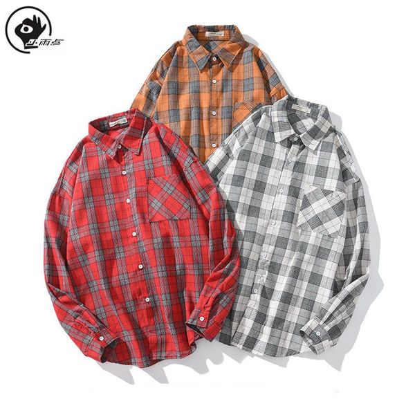 little raindrop men regualr fit plaid shirt with turn-down collar men's fashion long sleeve shirt with loose for spring male, White;black
little raindrop men regualr fit plaid shirt with turn-down collar men's fashion long sleeve shirt with loose for spring male, White;black