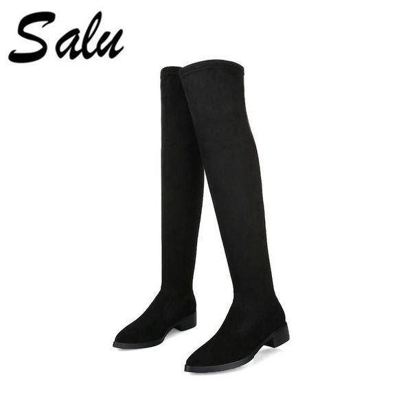 salu elegant round toe high boots genuine leather women boots thick heel ladies shoes knee-high, Black
salu elegant round toe high boots genuine leather women boots thick heel ladies shoes knee-high, Black