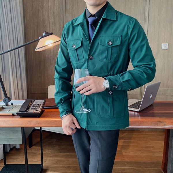 men's jackets england style jacket soild single breasted lapel pocket decor breathable casual fashion personality male autumn coat, Black;brown
men's jackets england style jacket soild single breasted lapel pocket decor breathable casual fashion personality male autumn coat, Black;brown