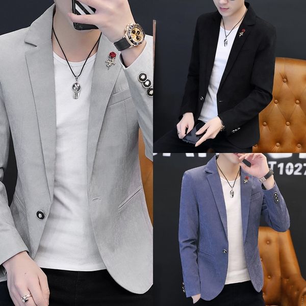 wxiiv men's korean slim single youth handsome youth student coat trend men's handsome slim single thin korean thin suit student co, Blue
wxiiv men's korean slim single youth handsome youth student coat trend men's handsome slim single thin korean thin suit student co, Blue