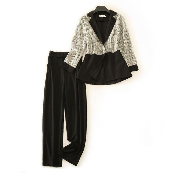 new women blazer two piece sets long sleeve blazer coat straight leg pants office lady suits formal two piece set p134, White 
new women blazer two piece sets long sleeve blazer coat straight leg pants office lady suits formal two piece set p134, White