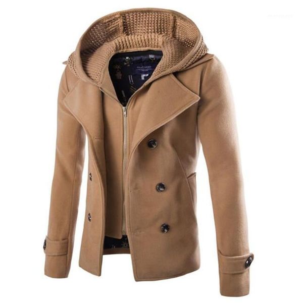 men's wool & blends short coat men fashion patchwork sweater blend double breasted pea jacket winter hooded jacket1, Black
men's wool & blends short coat men fashion patchwork sweater blend double breasted pea jacket winter hooded jacket1, Black