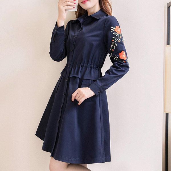 spring autumn trench coat women causal long sleeve medium long floral embroidery female trench1, Tan;black
spring autumn trench coat women causal long sleeve medium long floral embroidery female trench1, Tan;black